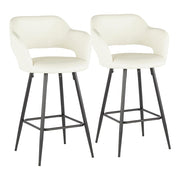 LumiSource Margarite Counter Stool Set of 2 | Contemporary Black Metal & Cream PU Leather | Kitchen Island & Breakfast Bar | Model B25-MARGBK-CR2