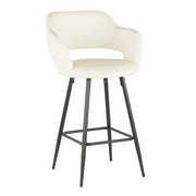 LumiSource Margarite Counter Stool Set of 2 | Contemporary Black Metal & Cream PU Leather | Kitchen Island & Breakfast Bar | Model B25-MARGBK-CR2