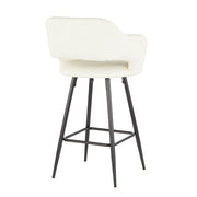 LumiSource Margarite Counter Stool Set of 2 | Contemporary Black Metal & Cream PU Leather | Kitchen Island & Breakfast Bar | Model B25-MARGBK-CR2