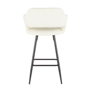 LumiSource Margarite Counter Stool Set of 2 | Contemporary Black Metal & Cream PU Leather | Kitchen Island & Breakfast Bar | Model B25-MARGBK-CR2