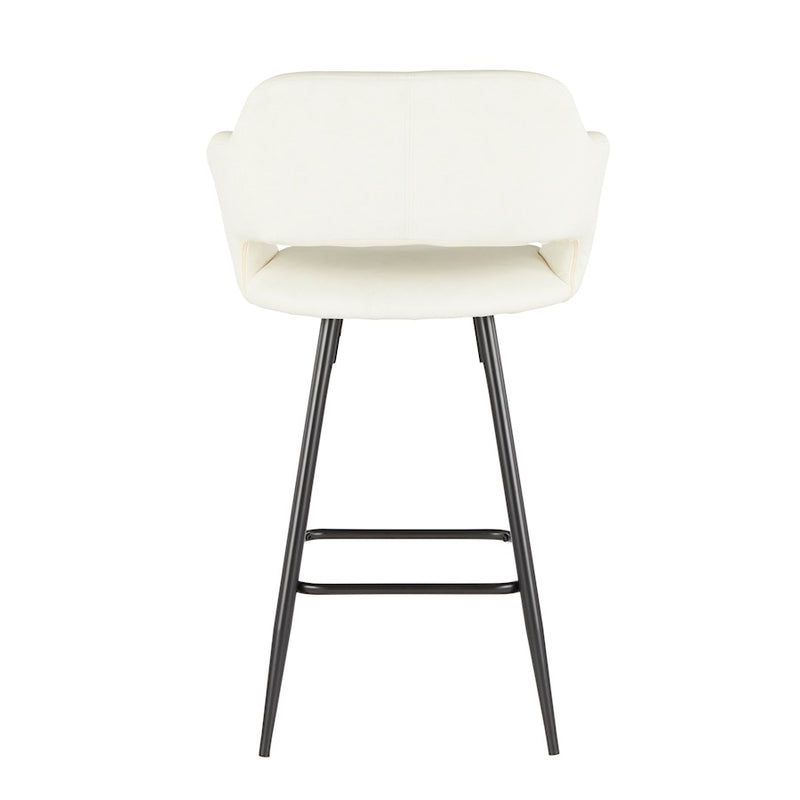 LumiSource Margarite Counter Stool Set of 2 | Contemporary Black Metal & Cream PU Leather | Kitchen Island & Breakfast Bar | Model B25-MARGBK-CR2
