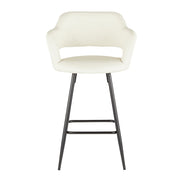 LumiSource Margarite Counter Stool Set of 2 | Contemporary Black Metal & Cream PU Leather | Kitchen Island & Breakfast Bar | Model B25-MARGBK-CR2