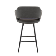 LumiSource Margarite Counter Stool Set of 2 | Contemporary Black Metal & Grey PU Leather | Kitchen Island & Breakfast Bar | Model B25-MARGBK-GY2