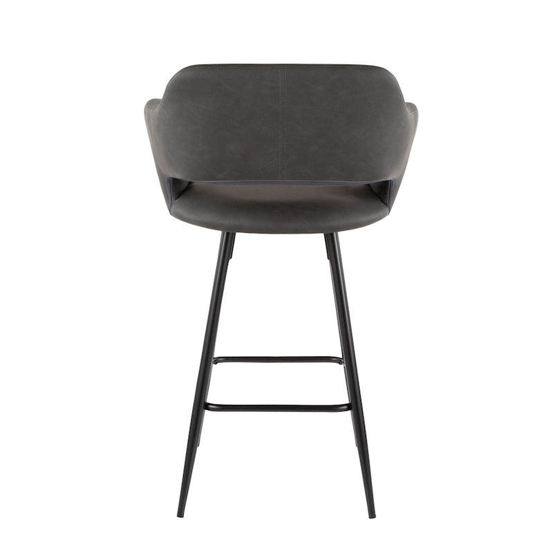 LumiSource Margarite Counter Stool Set of 2 | Contemporary Black Metal & Grey PU Leather | Kitchen Island & Breakfast Bar | Model B25-MARGBK-GY2