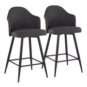 LumiSource Ahoy UP 26" Counter Stool, Set/2, BK/CHAR - B26-AHOY-55SWVX2BKNACHAR2