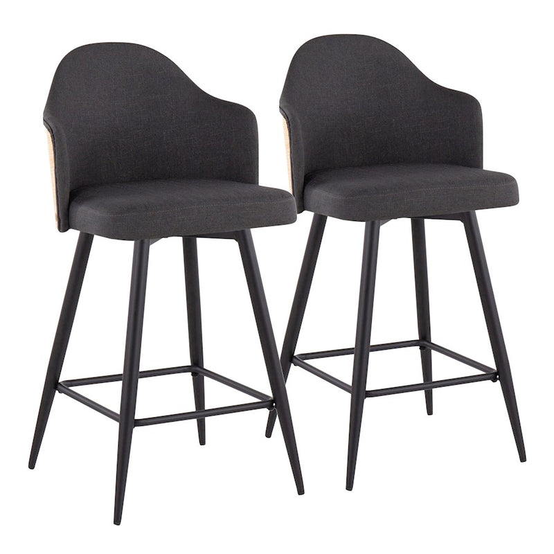 LumiSource Ahoy UP 26" Counter Stool, Set/2, BK/CHAR - B26-AHOY-55SWVX2BKNACHAR2