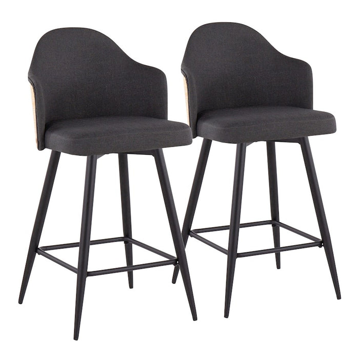 LumiSource Ahoy UP 26" Counter Stool, Set/2, BK/CHAR - B26-AHOY-55SWVX2BKNACHAR2