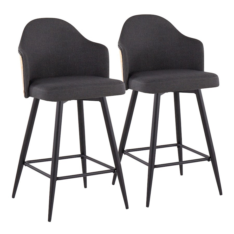 LumiSource Ahoy UP 26" Counter Stool, Set/2, BK/CHAR - B26-AHOY-55SWVX2BKNACHAR2