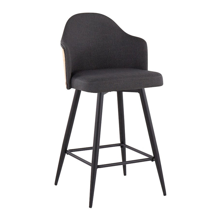 LumiSource Ahoy UP 26" Counter Stool, Set of 2, Black/Charcoal