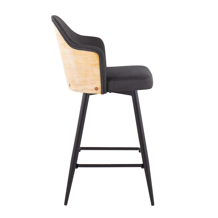 LumiSource Ahoy UP 26" Counter Stool, Set of 2, Black/Charcoal