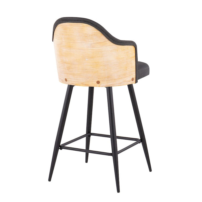 LumiSource Ahoy UP 26" Counter Stool, Set of 2, Black/Charcoal