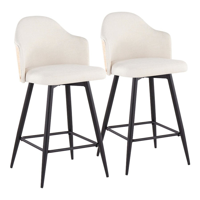 LumiSource Ahoy 26" Counter Stool, Set/2, Black/Cream - B26-AHOY-55SWVX2BKNACR2
