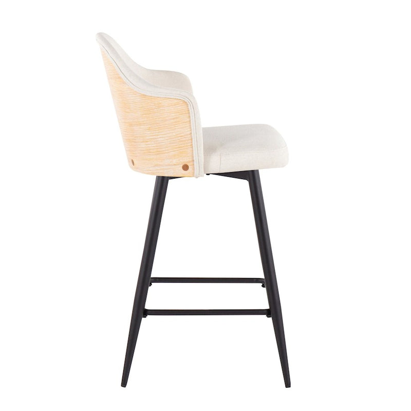 LumiSource Ahoy 26" Counter Stool, Set of 2, Black/Cream