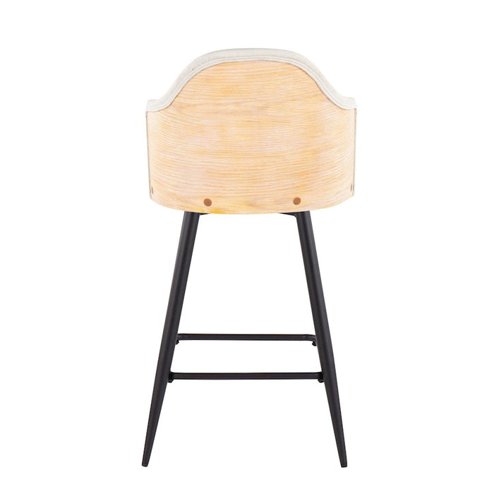 LumiSource Ahoy 26" Counter Stool, Set of 2, Black/Cream