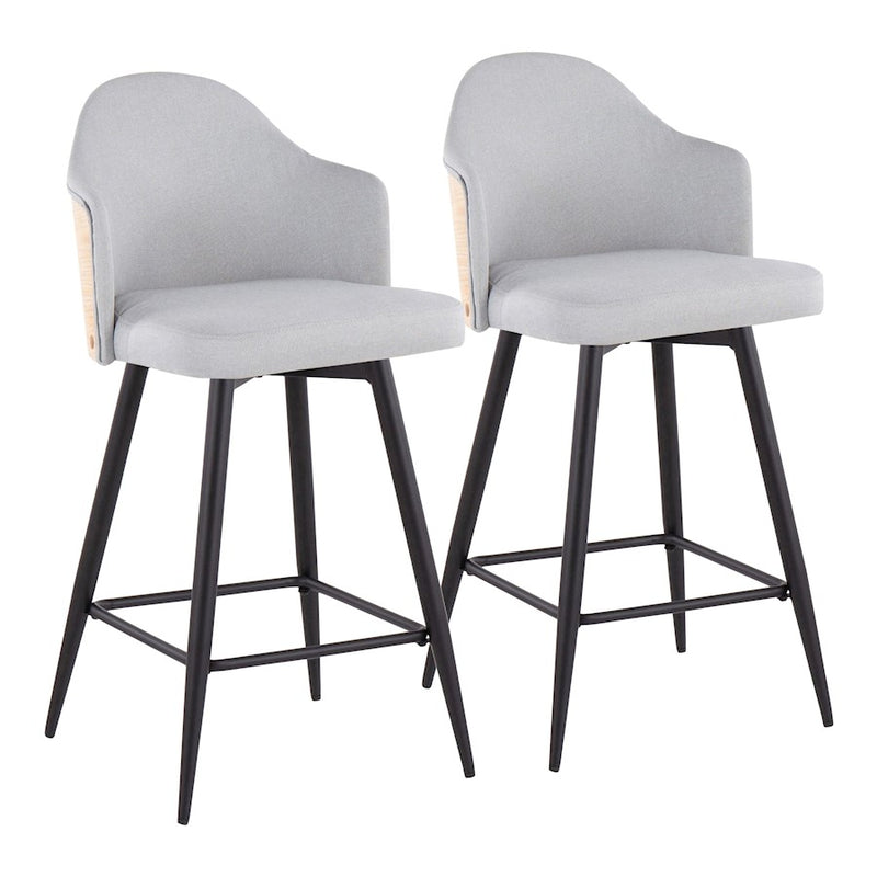 LumiSource Ahoy 26" Counter Stool, Set/2, BK/GY/BAM - B26-AHOY-55SWVX2BKNALGY2