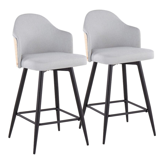 LumiSource Ahoy 26" Counter Stool, Set/2, BK/GY/BAM - B26-AHOY-55SWVX2BKNALGY2