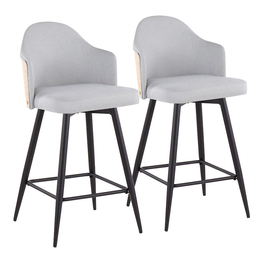 LumiSource Ahoy 26" Counter Stool, Set/2, BK/GY/BAM - B26-AHOY-55SWVX2BKNALGY2