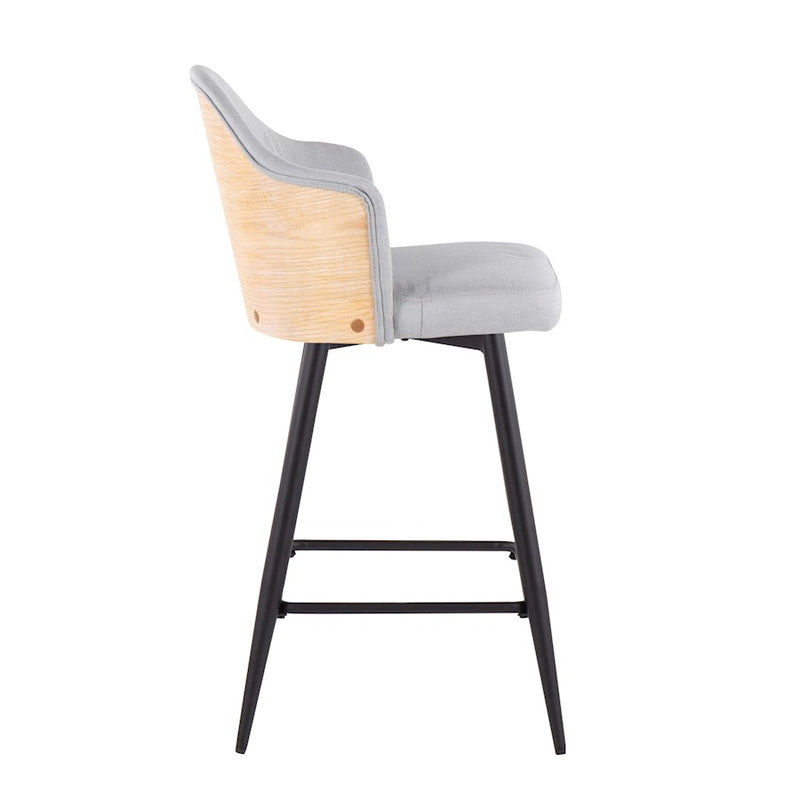 LumiSource Ahoy 26" Counter Stool, Set of 2, Black/GY/BAM