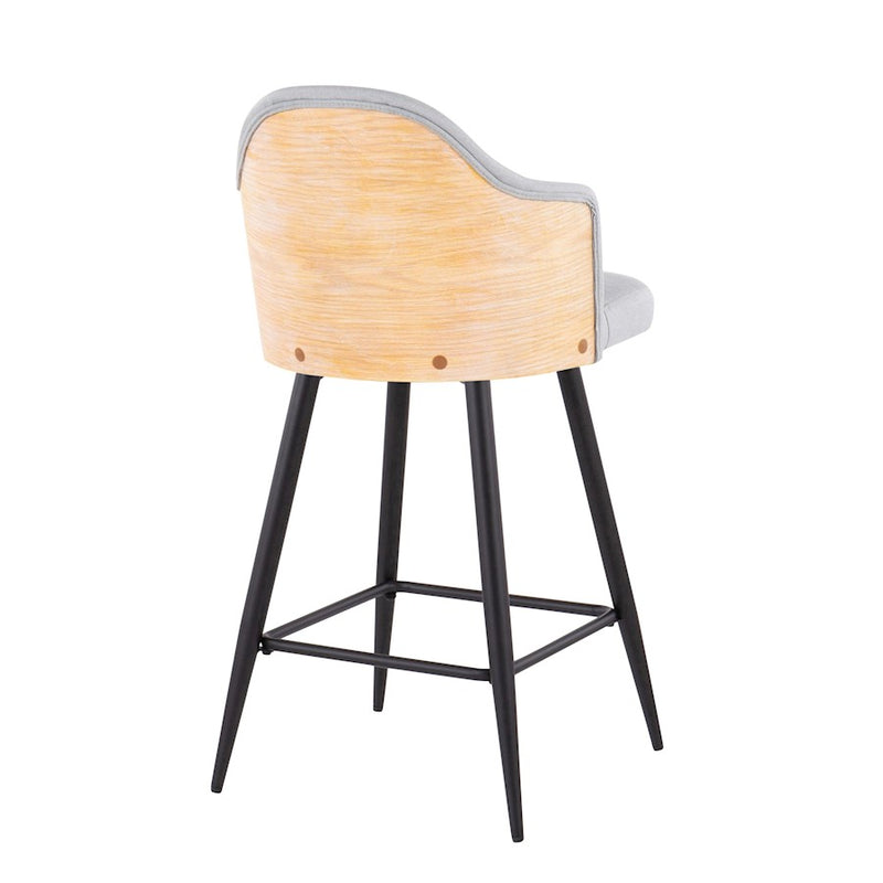 LumiSource Ahoy 26" Counter Stool, Set of 2, Black/GY/BAM