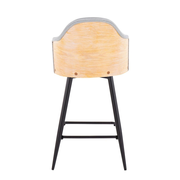 LumiSource Ahoy 26" Counter Stool, Set of 2, Black/GY/BAM