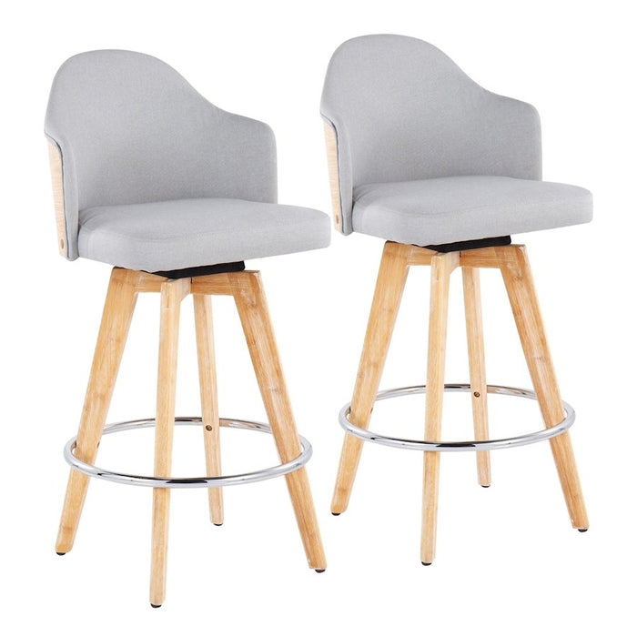 LumiSource Ahoy2 Counter Stool, Set/2, Grey/Chrome/Bamboo - B26-AHOY2-RNANALGY2