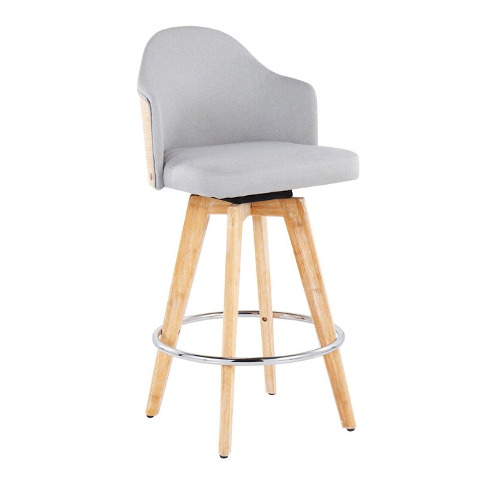 LumiSource Ahoy2 Counter Stool, Set of 2, Grey/Chrome/Bamboo