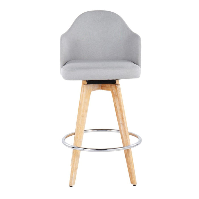 LumiSource Ahoy2 Counter Stool, Set of 2, Grey/Chrome/Bamboo