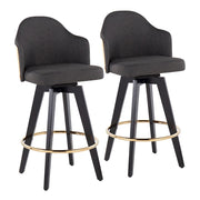 LumiSource Ahoy 26" Counter Stool, Set/2, BK/Gold/CHAR - B26-AHOY2-SWVGBKNACHAR2
