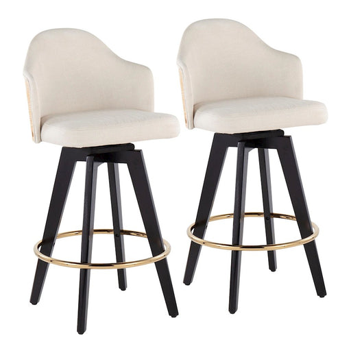 LumiSource Ahoy 26" Counter Stool, Set/2, BK/Gold/Cream - B26-AHOY2-SWVGBKNACR2