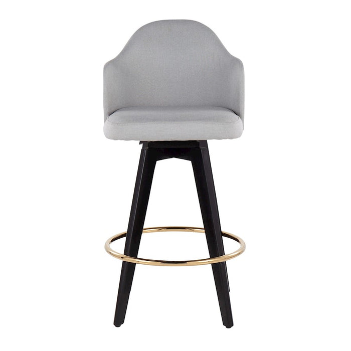 LumiSource Ahoy2 26" Counter Stool, Set of 2, Black/Gold/GY