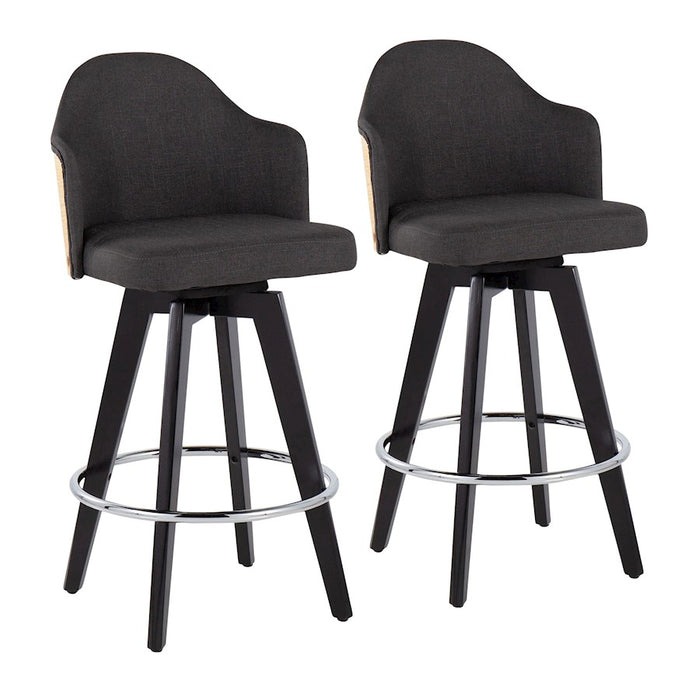 LumiSource Ahoy 26" Counter Stool, Set/2, BK/CH/CHAR - B26-AHOY2-SWVRBKNACHAR2
