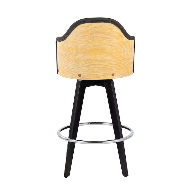 LumiSource Ahoy 26" Counter Stool, Set of 2, Black/Chrome/Charcoal