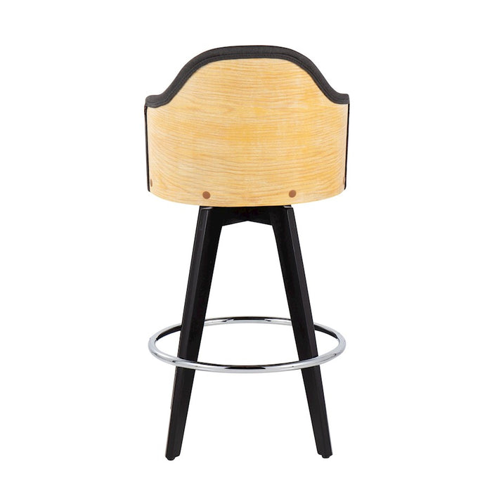 LumiSource Ahoy 26" Counter Stool, Set of 2, Black/Chrome/Charcoal