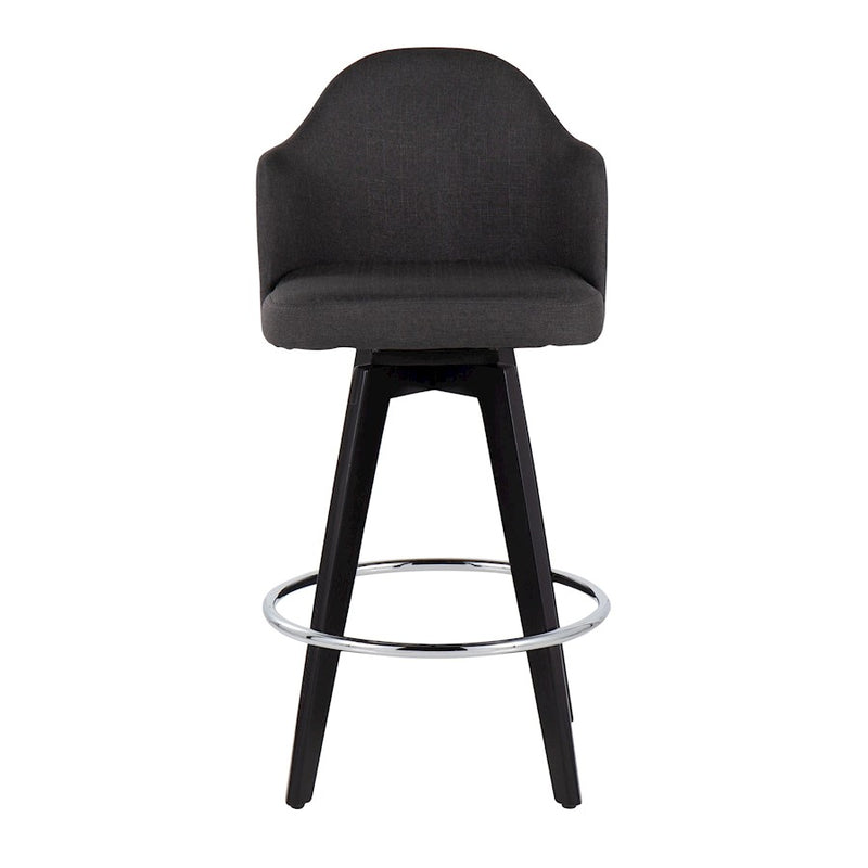 LumiSource Ahoy 26" Counter Stool, Set of 2, Black/Chrome/Charcoal