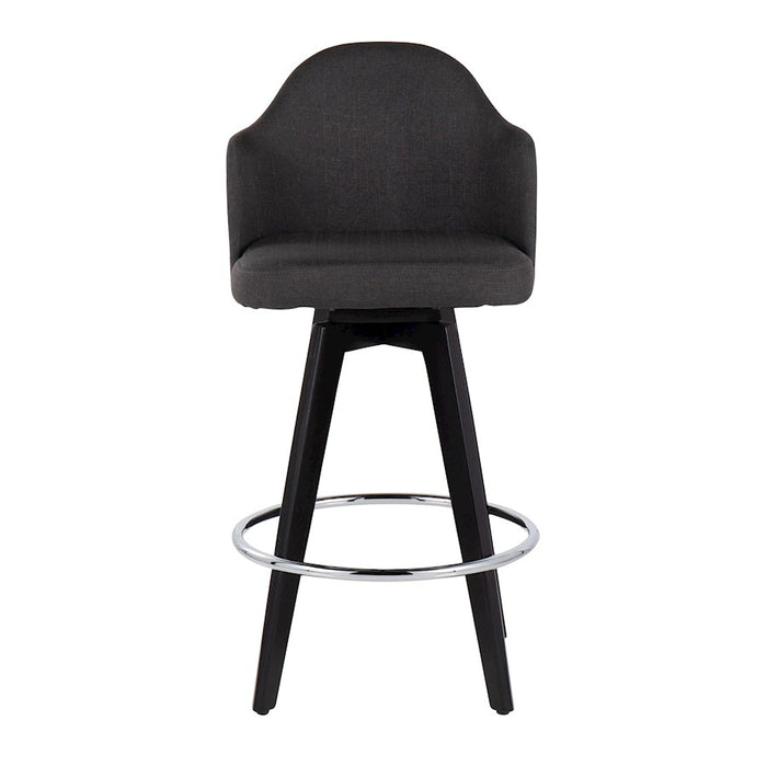 LumiSource Ahoy 26" Counter Stool, Set of 2, Black/Chrome/Charcoal