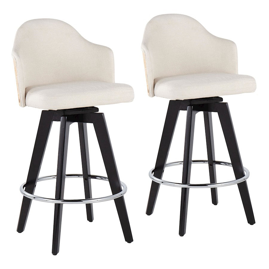 LumiSource Ahoy 26" Counter Stool, Set/2, Black/CH/Cream - B26-AHOY2-SWVRBKNACR2
