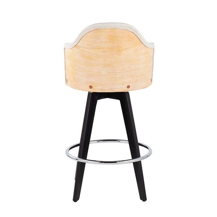 LumiSource Ahoy 26" Counter Stool, Set of 2, Black/Chrome/Cream