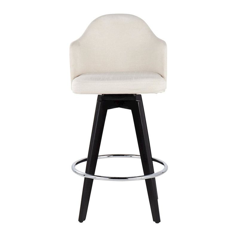 LumiSource Ahoy 26" Counter Stool, Set of 2, Black/Chrome/Cream