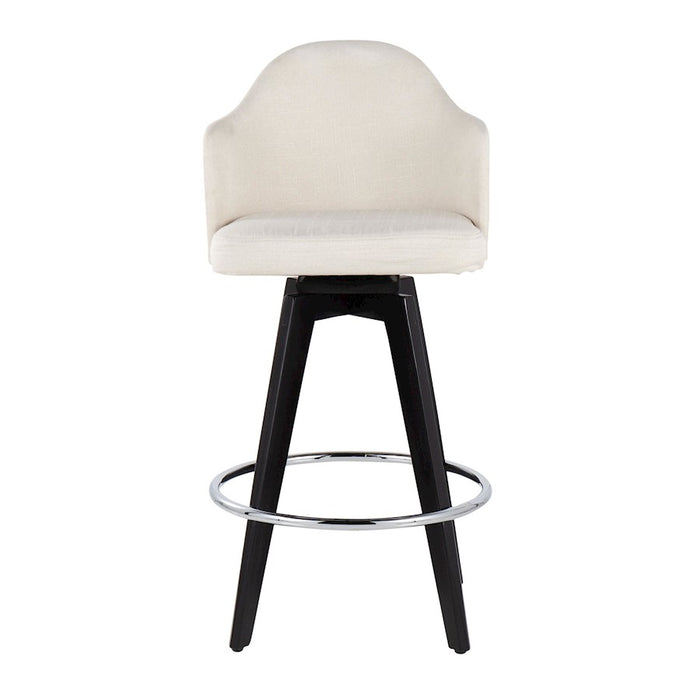 LumiSource Ahoy 26" Counter Stool, Set of 2, Black/Chrome/Cream