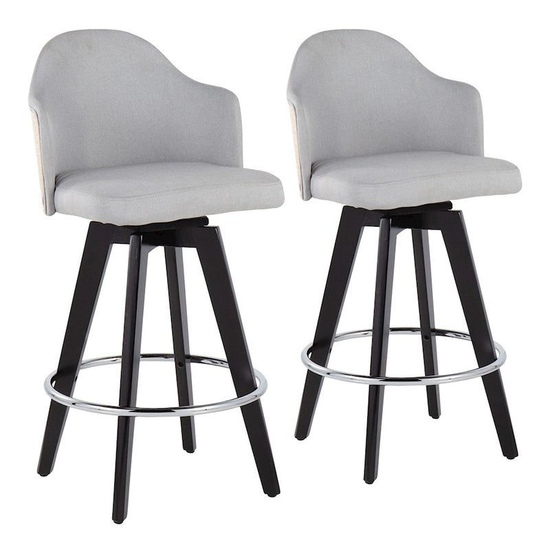 LumiSource Ahoy2 26" Counter Stool, Set/2, Black/CH/GY - B26-AHOY2-SWVRBKNALGY2