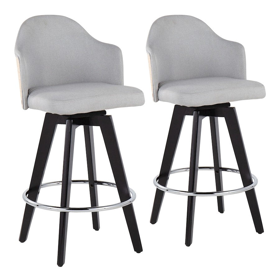 LumiSource Ahoy2 26" Counter Stool, Set/2, Black/CH/GY - B26-AHOY2-SWVRBKNALGY2