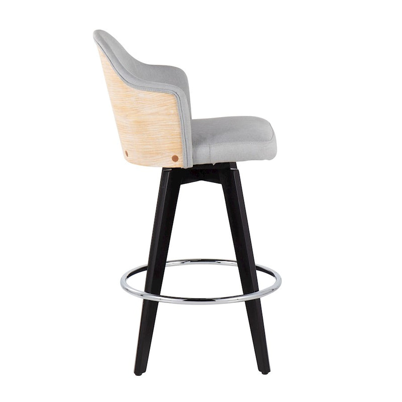 LumiSource Ahoy2 26" Counter Stool, Set of 2, Black/Chrome/GY