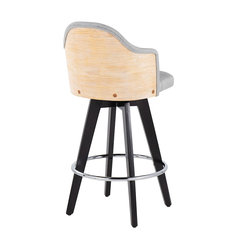 LumiSource Ahoy2 26" Counter Stool, Set of 2, Black/Chrome/GY