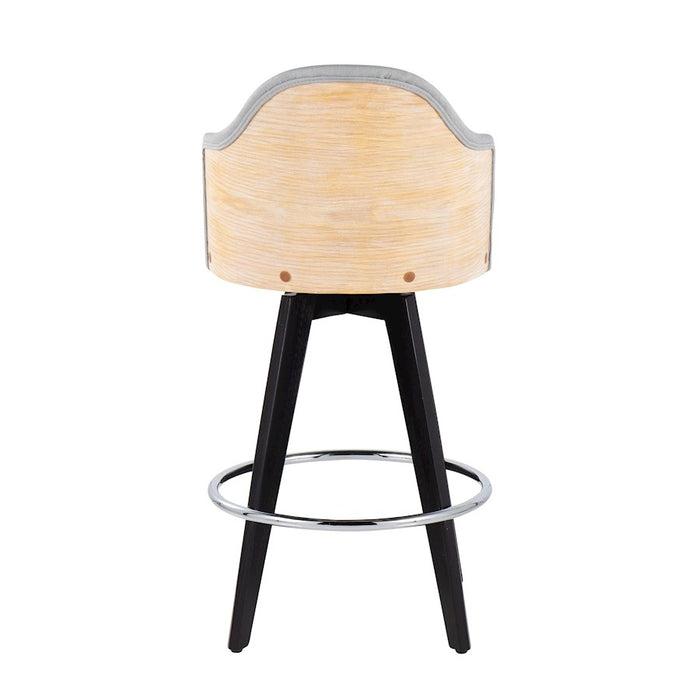 LumiSource Ahoy2 26" Counter Stool, Set of 2, Black/Chrome/GY