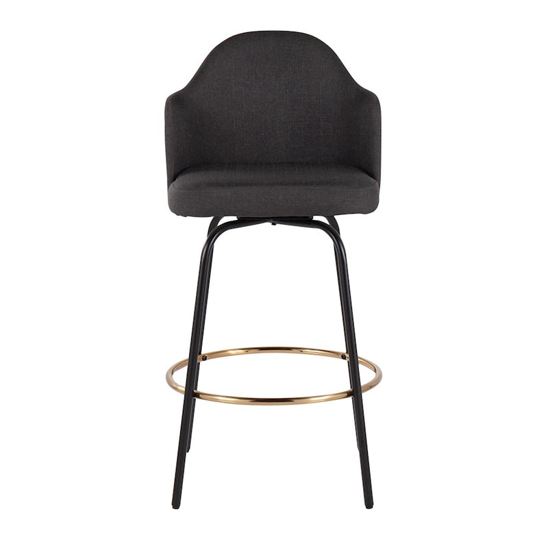 LumiSource Ahoy Counter Stool, Set of 2, Black/GD/Chrome/BAM