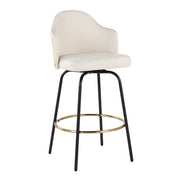 LumiSource Ahoy Counter Stool, Set/2, BK/Gold/CM/BAM - B26-AHOYCLAIREG2BKNACR2