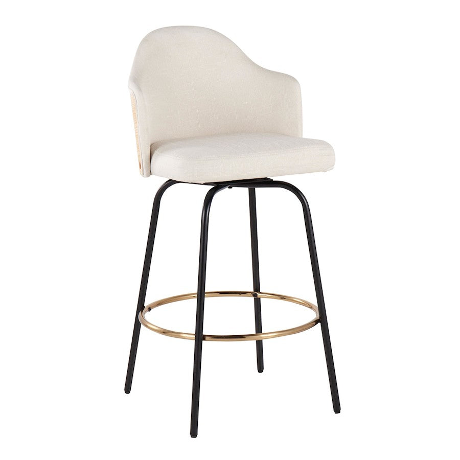 LumiSource Ahoy Counter Stool, Set/2, BK/Gold/CM/BAM - B26-AHOYCLAIREG2BKNACR2