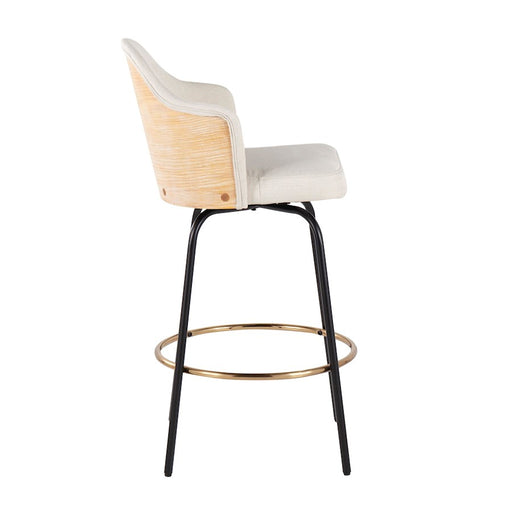 LumiSource Ahoy Counter Stool, Set of 2, Black/Gold/CM/BAM