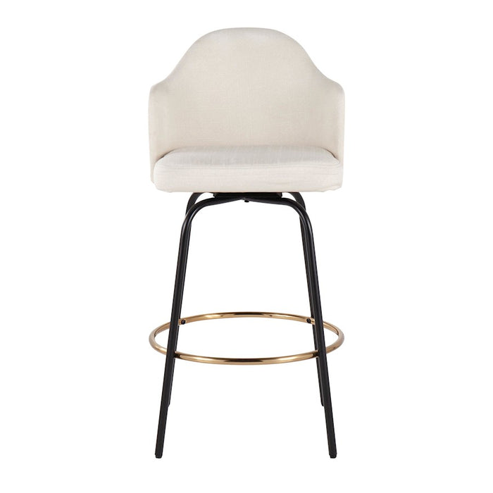 LumiSource Ahoy Counter Stool, Set of 2, Black/Gold/CM/BAM
