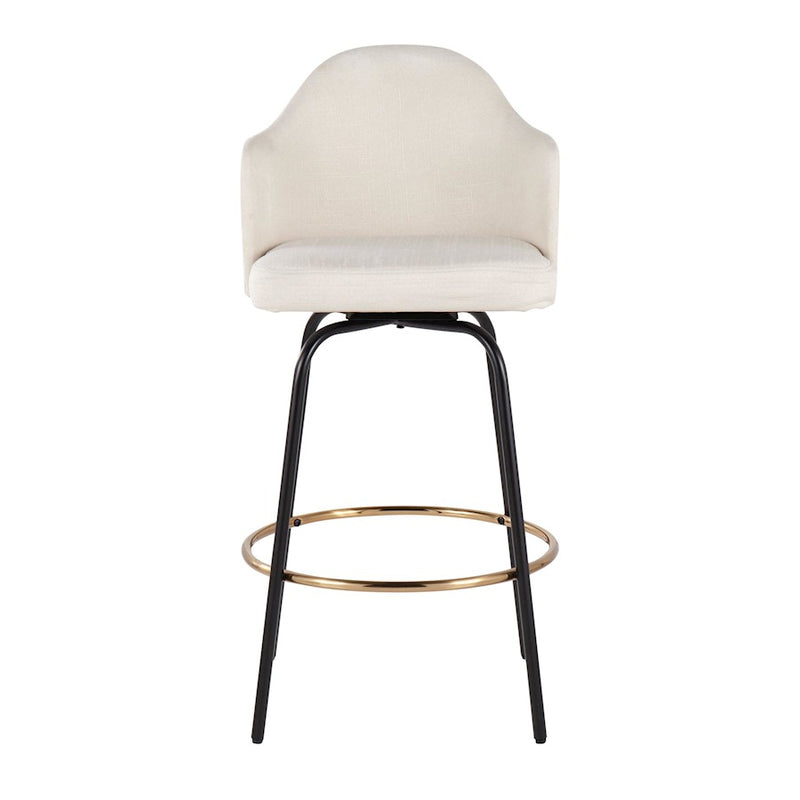 LumiSource Ahoy Counter Stool, Set of 2, Black/Gold/CM/BAM